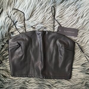Dynamite Faux Leather Crop Top NEW - Size XS | Color: Black